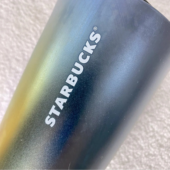 Starbucks 12 Oz Oil Slick Multi Color Rainbow Ceramic Cup With Lid 2022 - Picture 2 of 12